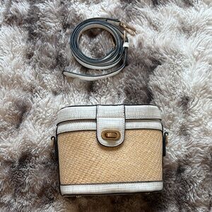 Vintage Tan and Cream Woven Crossbody Bag